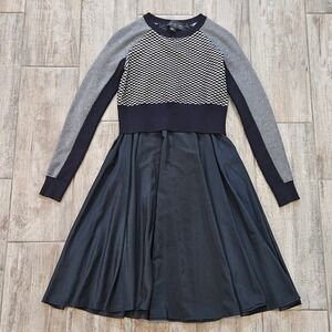 Sportmax Code Mixed Media Midi Dress Size S Knit Sweater Two-fer A-Line Layered